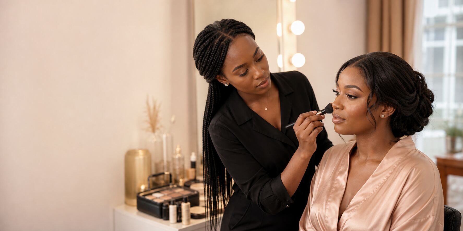 She&rsquo;s Confident makeup artist at work in a Nairobi studio